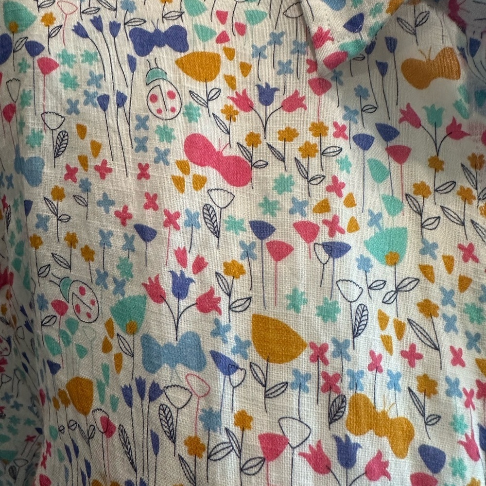 NWT Frank & Eileen Eileen 100% Italian Linen Floral Butterfly Large - Picture 5 of 8